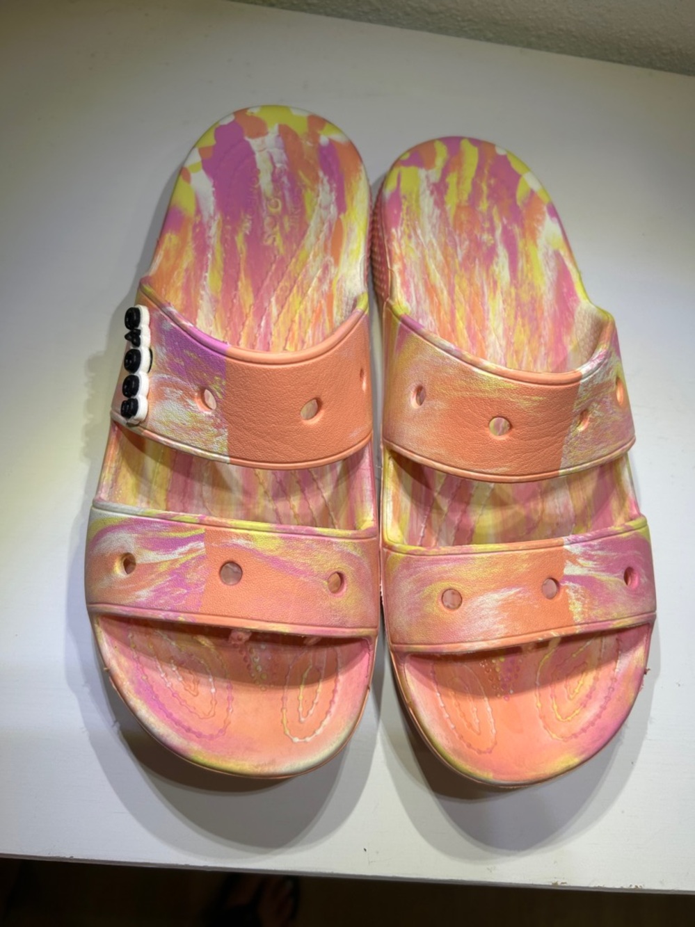 CROCS Classic Slide Sandals in Marbled Papaya |Size 9 - Picture 7 of 14